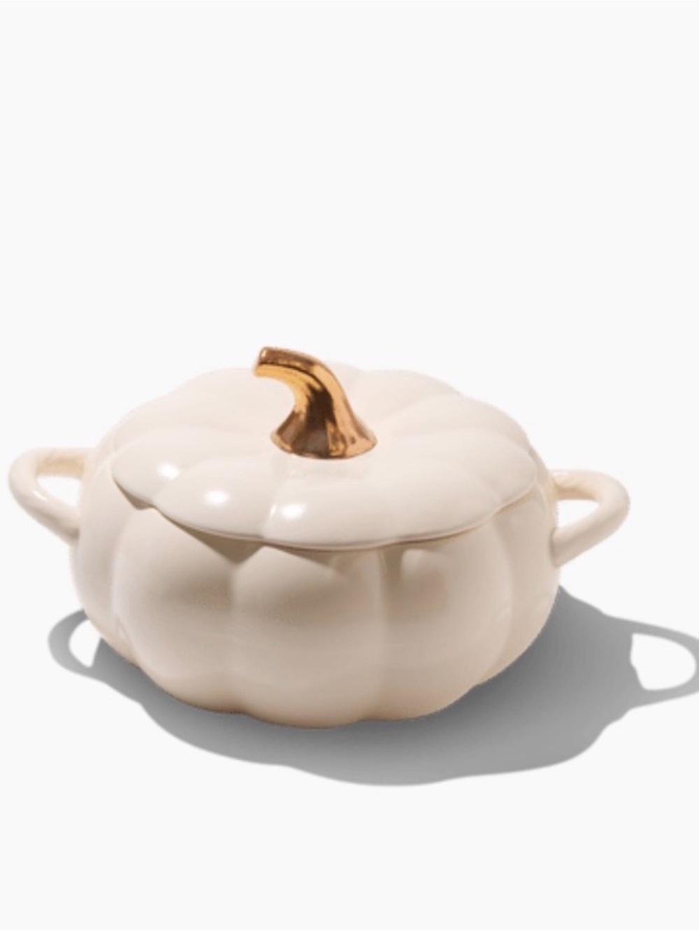 Pfaltzgraff Cream Pumpkin Casserole with Gold Stem